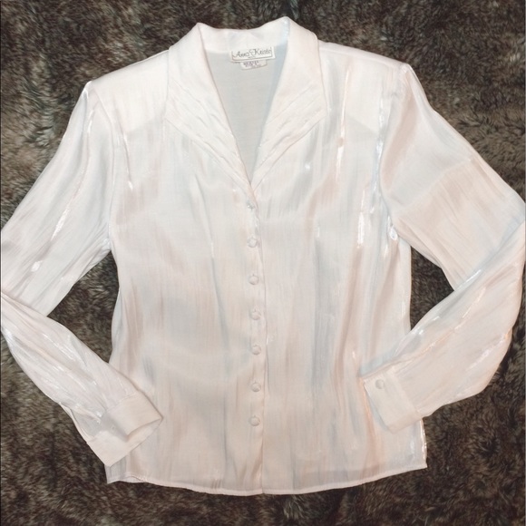 Vintage white button down dress collar blouse - Picture 4 of 8